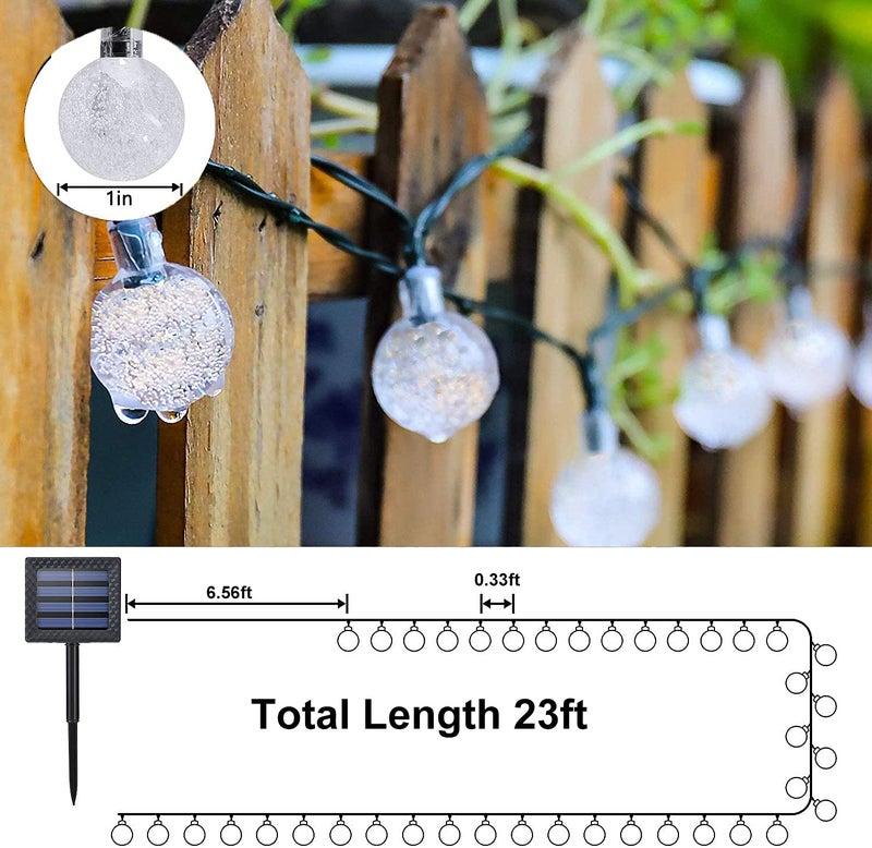 Lezonic أضواء كرات كريستالية تعمل بالطاقة الشمسية - 8 أوضاع، 7م/24قدم، 50 LED، مقاومة للماء لتزيين الفناء الخارجي، الحديقة، الساحة وحفلات الزفاف (متعددة الألوان) - Image 5